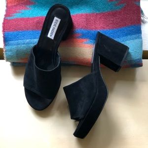 Steve Madden suede platform mules